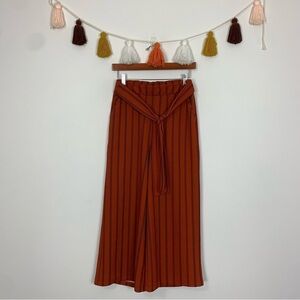 Altar’d State Wide Leg Pants High Waist Burnt Orange Black Stripe Size Small